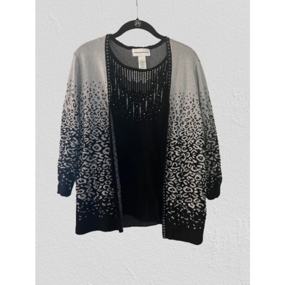Alfred Dunner Animal Print Cardigan Sweater